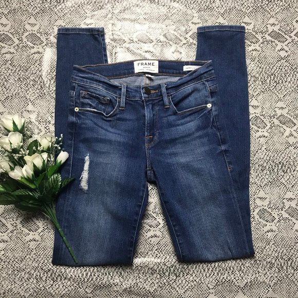 FRAME Le Skinny de Jeanne Ripped Jeans Size 24 - Picture 2 of 6